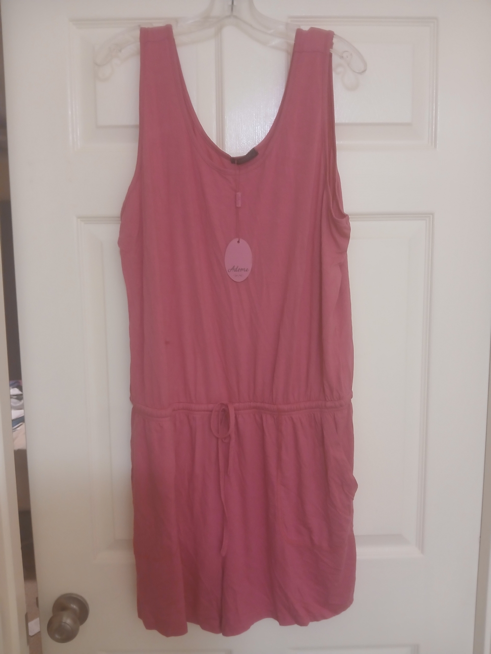 Women’s Sleeveless Pink Drawstring-Waist Romper